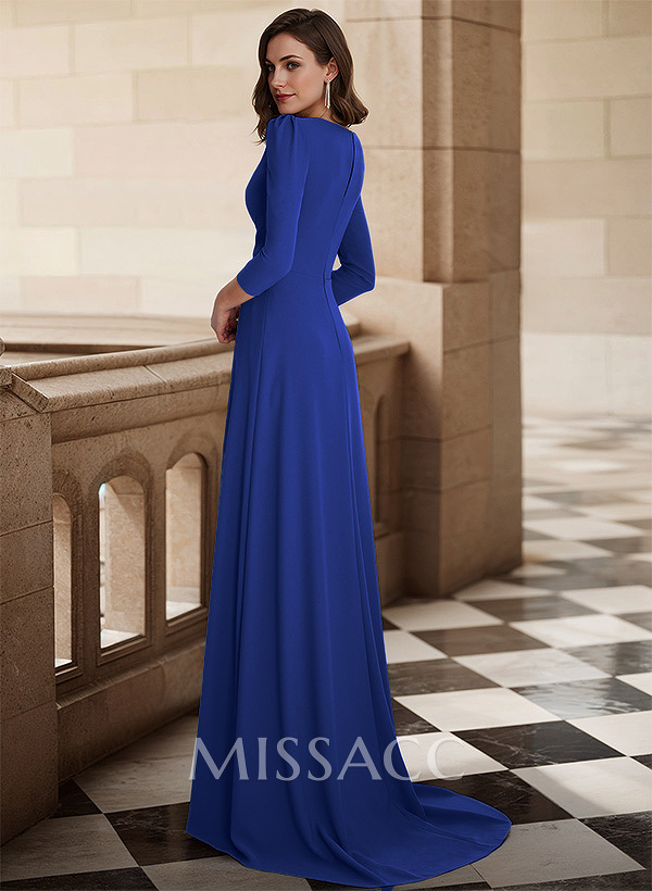 Sheath/Column V-Neck Long Sleeves Elastic Satin Mother Of The Bride Dresses
