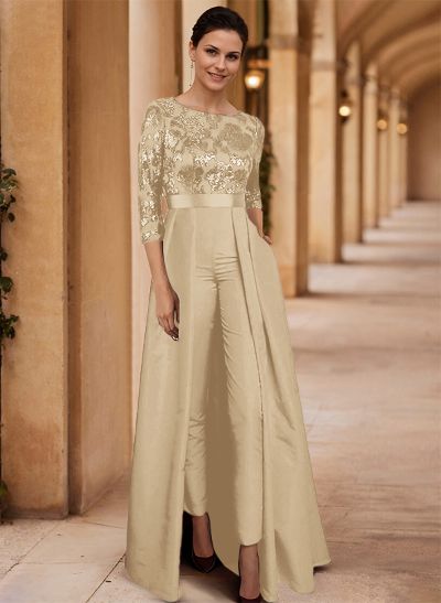 Jumpsuit/Pantsuit Satin/Sequined Mother Of The Bride Dresses With High Split