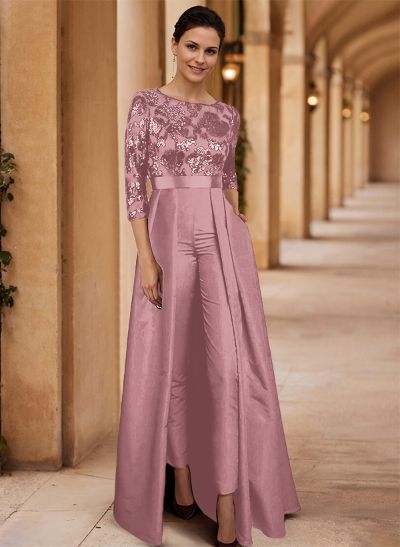 Jumpsuit/Pantsuit Satin/Sequined Mother Of The Bride Dresses With High Split