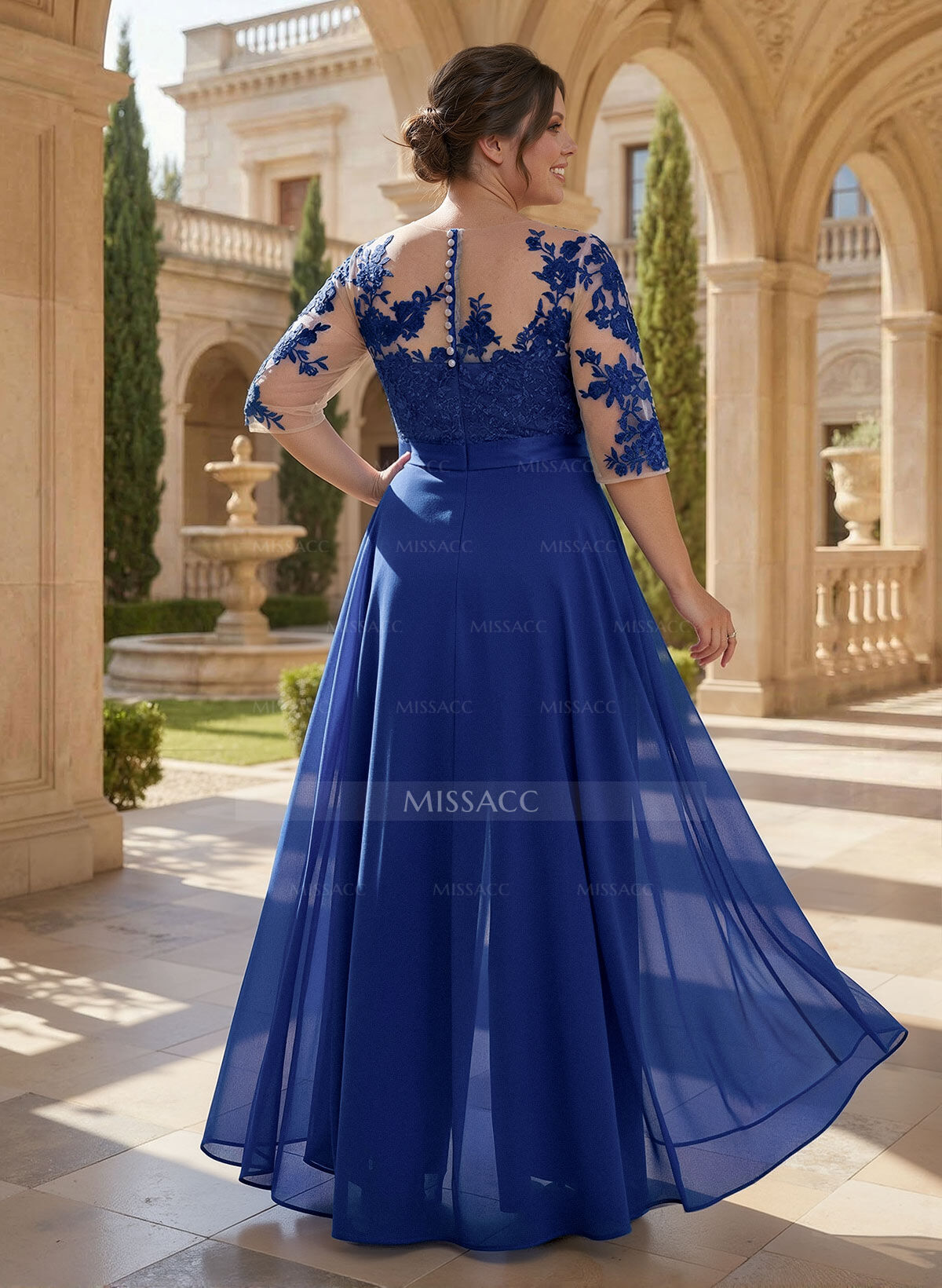 Illusion Neck Detachable Length Chiffon Mother Of The Bride Jumpsuit With Appliques Lace