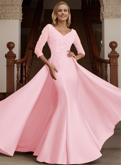 Trumpet/Mermaid Satin Mother Of The Bride Dresses With Appliques Lace