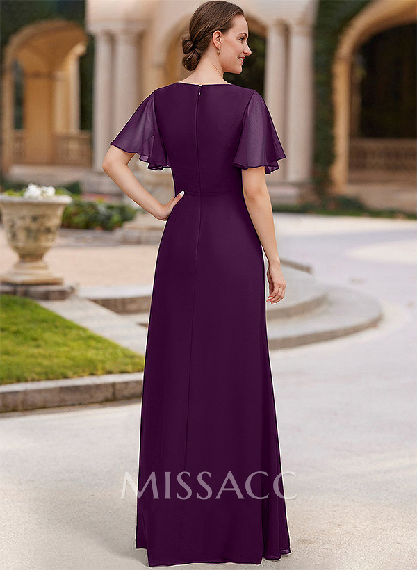 A-Line Short Sleeves Floor-Length Chiffon Mother Of The Bride Dresses A-Line Short Sleeves Floor-Length Chiffon Mother Of The Bride Dresses