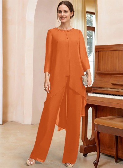 Jumpsuit/Pantsuit Long Sleeves Chiffon Mother Of The Bride Dresses