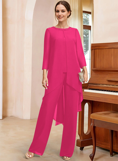 Jumpsuit/Pantsuit Long Sleeves Chiffon Mother Of The Bride Dresses