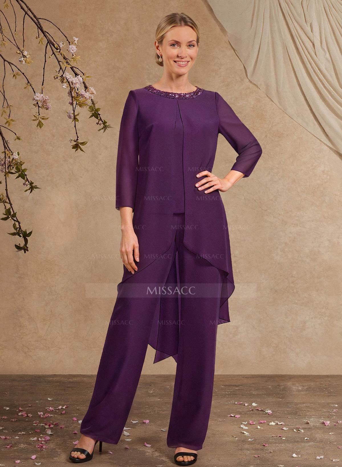Jumpsuit/Pantsuit Long Sleeves Chiffon Mother Of The Bride Dresses