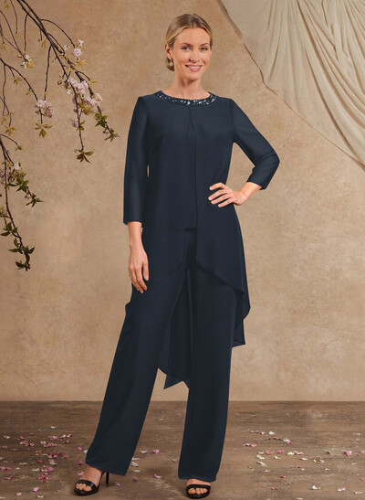 Jumpsuit/Pantsuit Long Sleeves Chiffon Mother Of The Bride Dresses