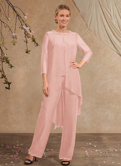 Jumpsuit/Pantsuit Long Sleeves Chiffon Mother Of The Bride Dresses