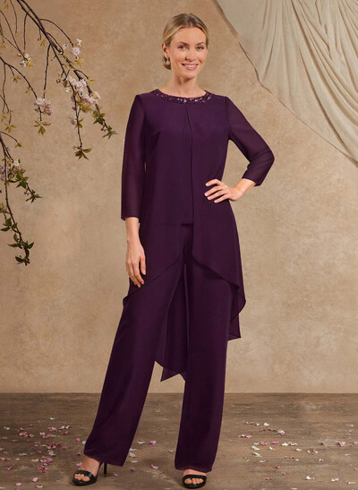 Jumpsuit/Pantsuit Long Sleeves Chiffon Mother Of The Bride Dresses