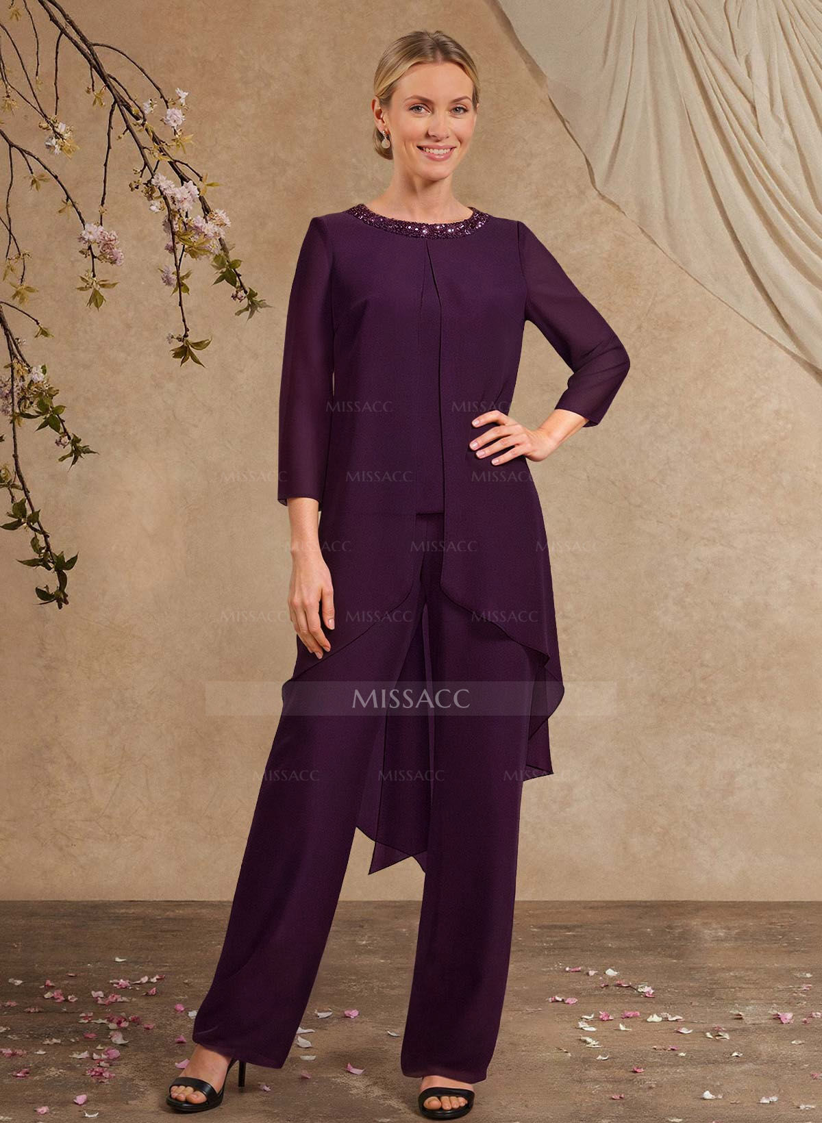 Jumpsuit/Pantsuit Long Sleeves Chiffon Mother Of The Bride Dresses