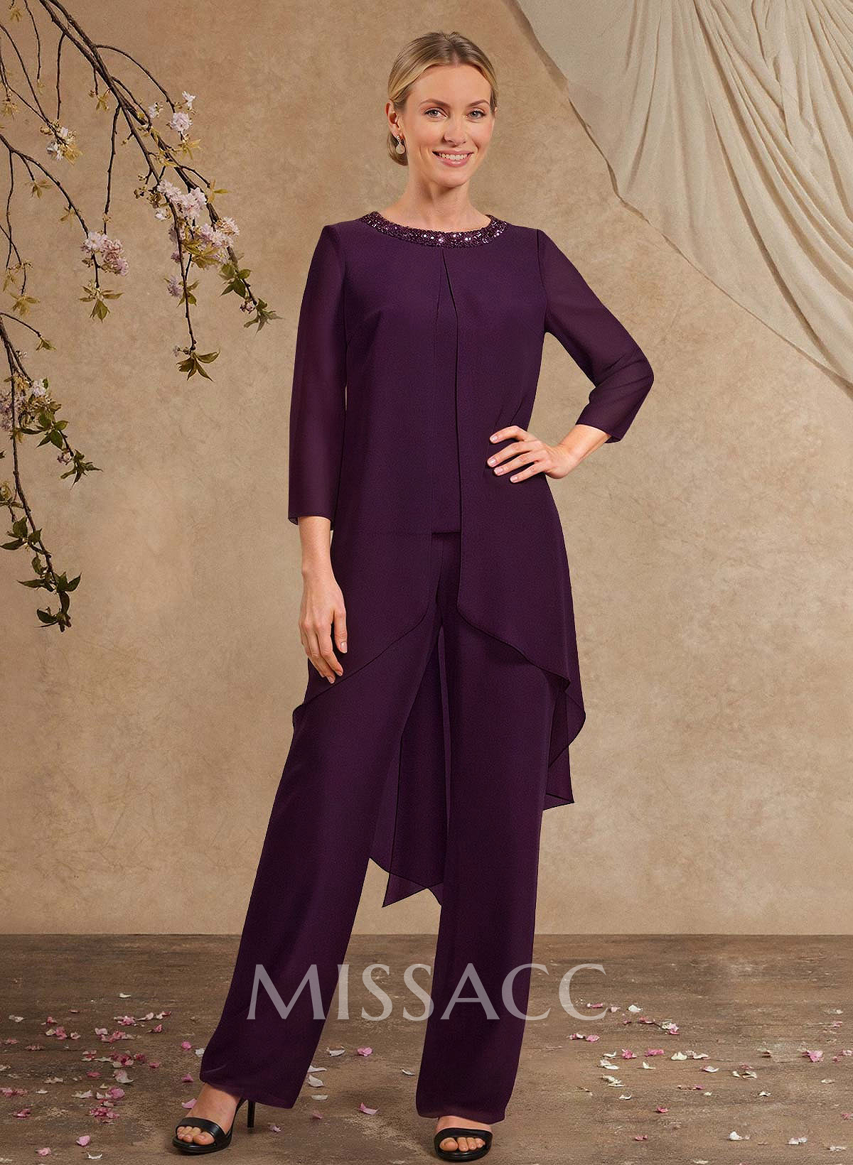 Jumpsuit/Pantsuit Long Sleeves Chiffon Mother Of The Bride Dresses