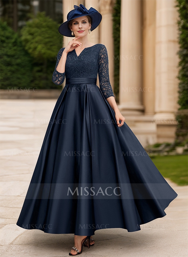 Timeless A-Line V-Neck 3/4 Sleeve Floor Length Mother of the Bride Dress