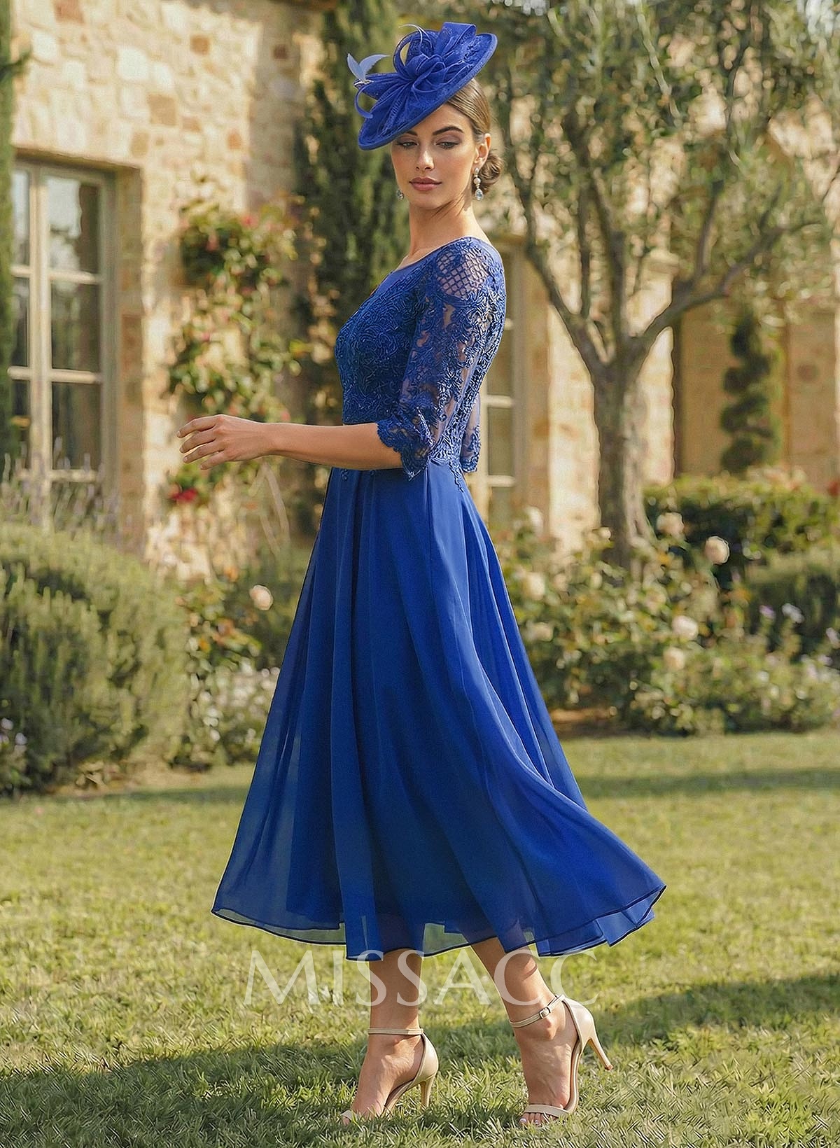 A-Line Illusion Neck Chiffon Mother Of The Bride Dresses With Appliques Lace A-Line Illusion Neck Chiffon Mother Of The Bride Dresses With Appliques Lace