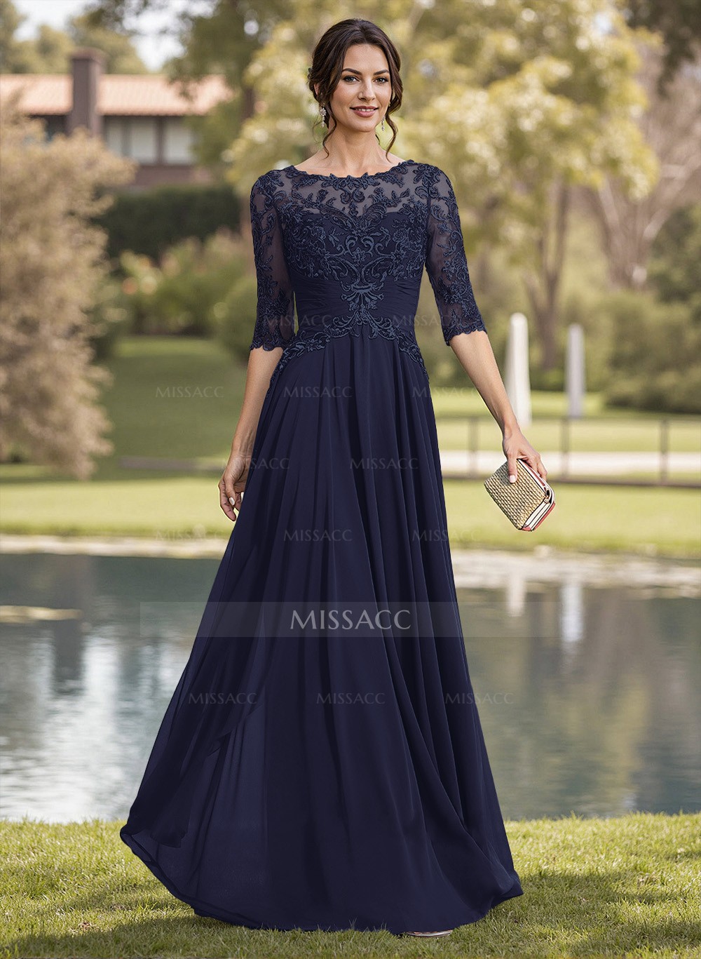 Vestido Azul Marino Vestido Con Saco De Encaje Gasa Sacos Para