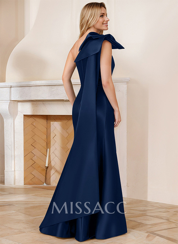 Trumpet/Mermaid One-Shoulder Satin Mother Of The Bride Dresses With Bow(s) Trumpet/Mermaid One-Shoulder Satin Mother Of The Bride Dresses With Bow(s)