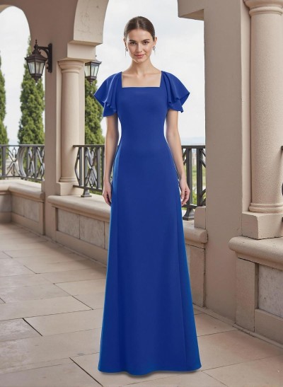 A-Line Square Neckline Elastic Satin Mother Of The Bride Dresses With Ruffle