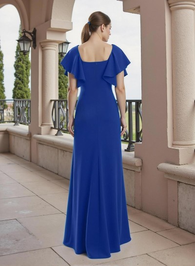 A-Line Square Neckline Elastic Satin Mother Of The Bride Dresses With Ruffle