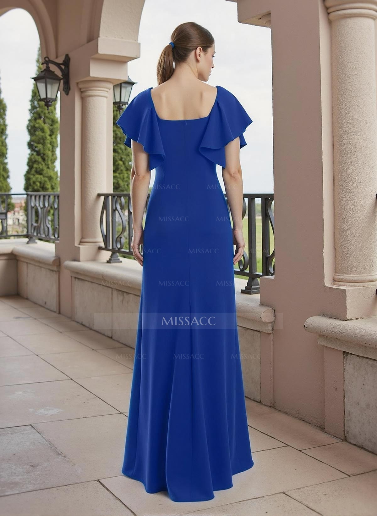 A-Line Square Neckline Elastic Satin Mother Of The Bride Dresses With Ruffle