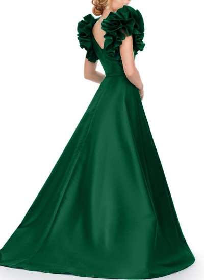A-Line Satin Mother Of The Bride Dresses With Cascading Ruffles