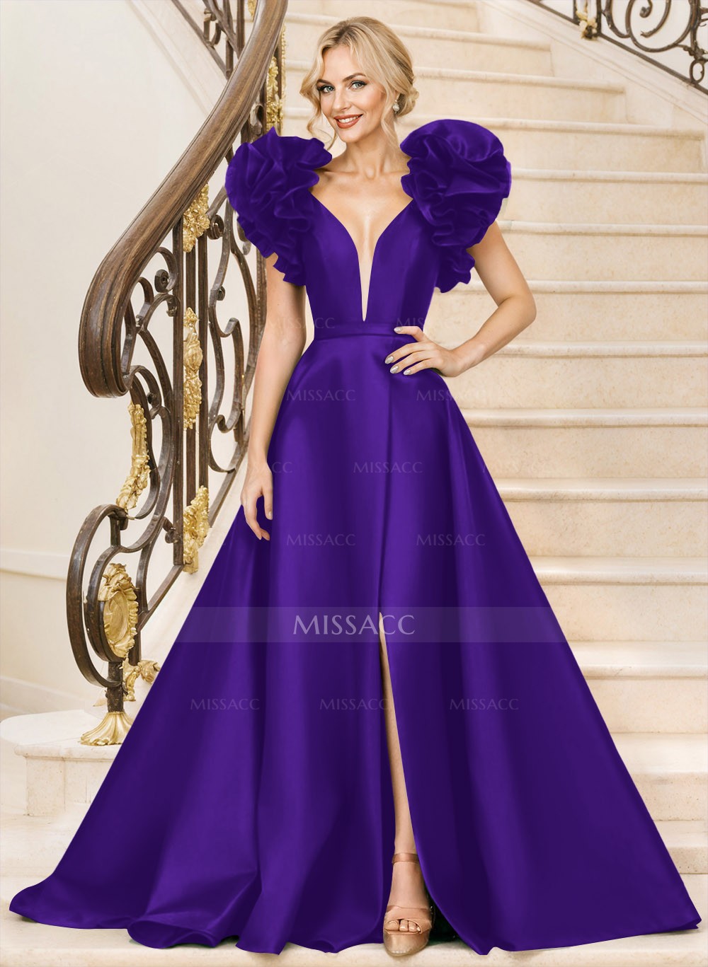 A-Line Satin Mother Of The Bride Dresses With Cascading