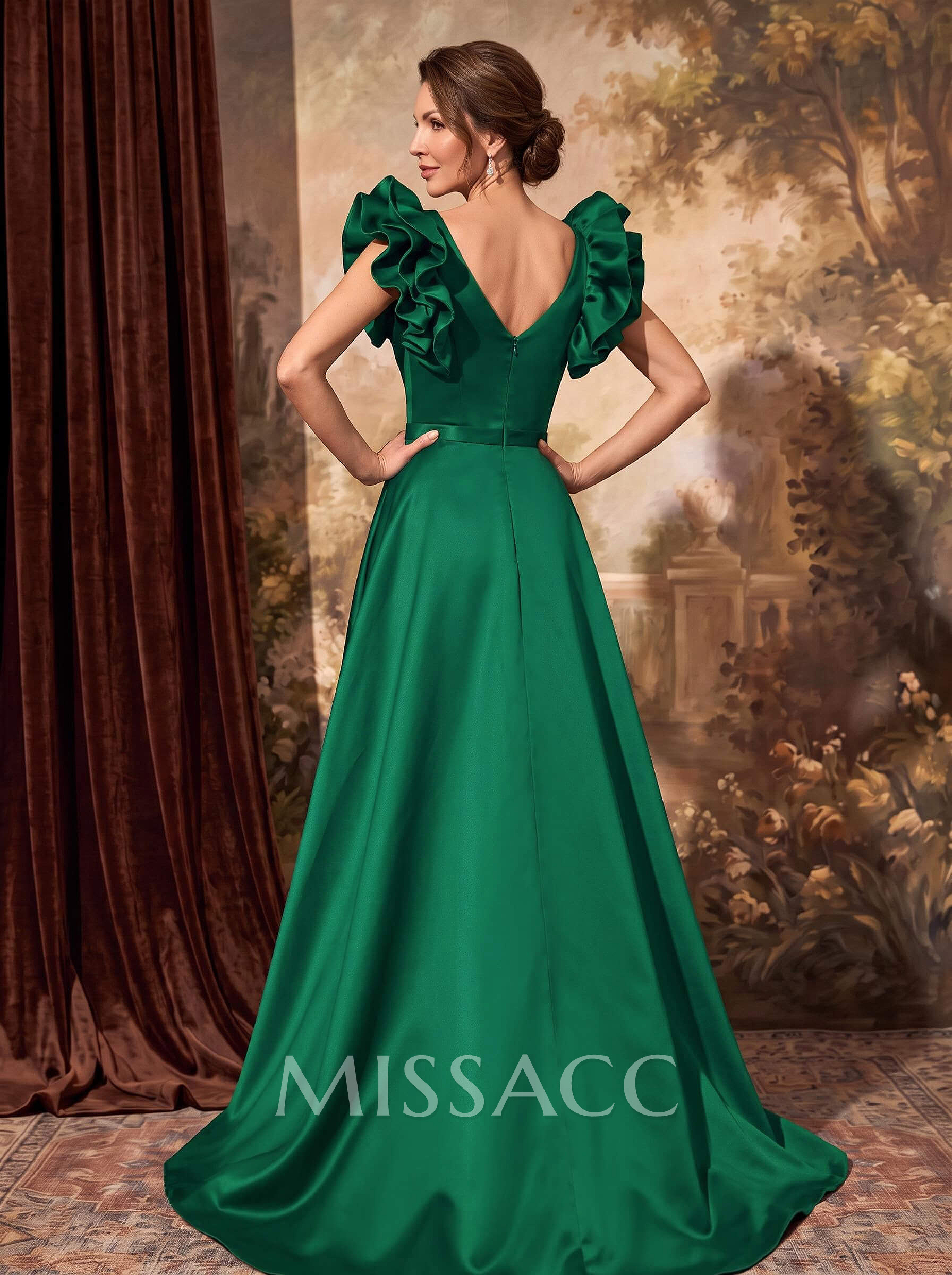 A-Line Satin Mother Of The Bride Dresses With Cascading Ruffles