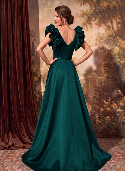 A-Line Satin Mother Of The Bride Dresses With Cascading Ruffles