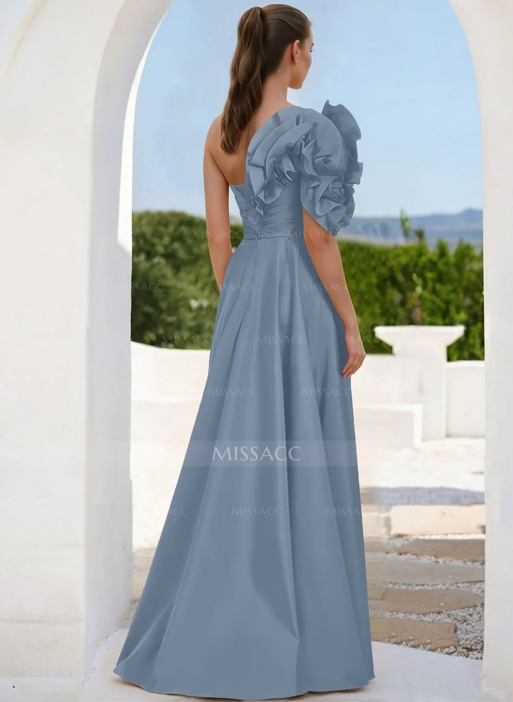 open lace back dress New style one-shoulder bow tube top two-piece fishbone slim mini prom –  Blue Zone Planet main image 0