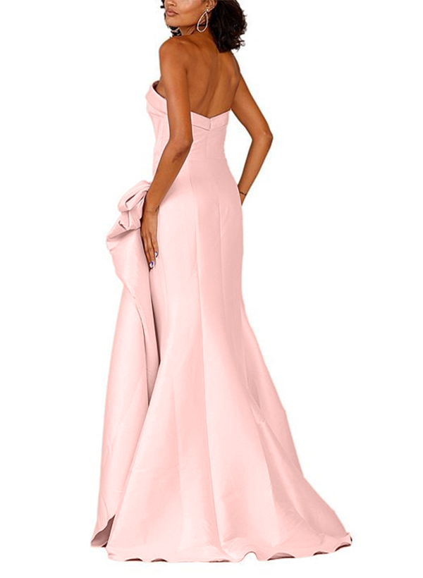 Trumpet/Mermaid Strapless Sleeveless Satin Prom Dresses With Ruffle