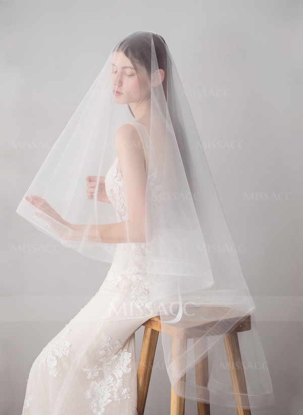 Cut Edge Two-Tier Fingertip Bridal Veils