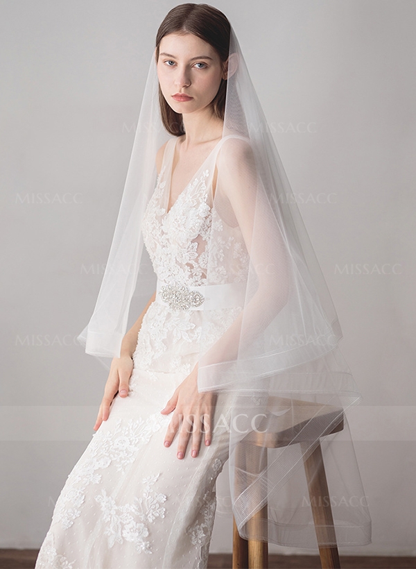 Cut Edge Two-Tier Fingertip Bridal Veils