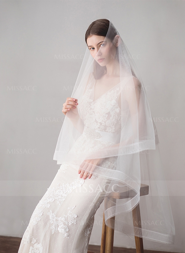 Cut Edge Two-Tier Fingertip Bridal Veils