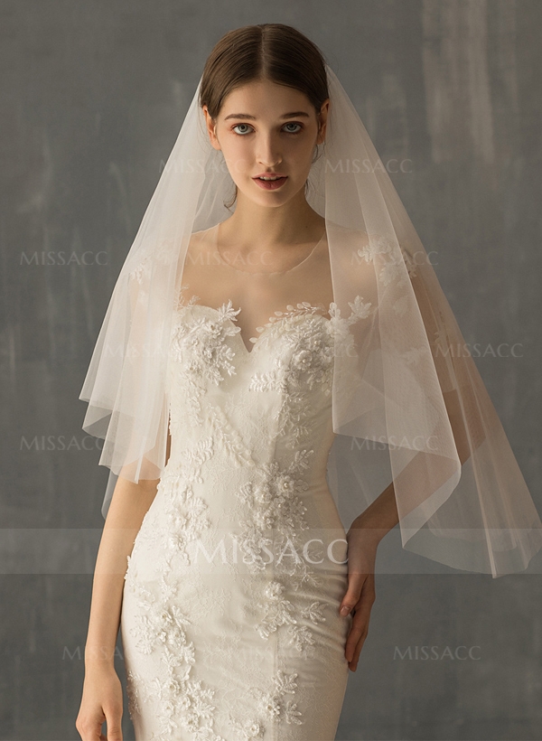 Cut Edge Two-Tier Elbow Bridal Veils