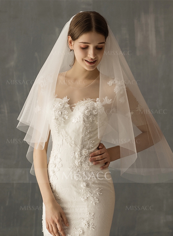 Cut Edge Two-Tier Elbow Bridal Veils