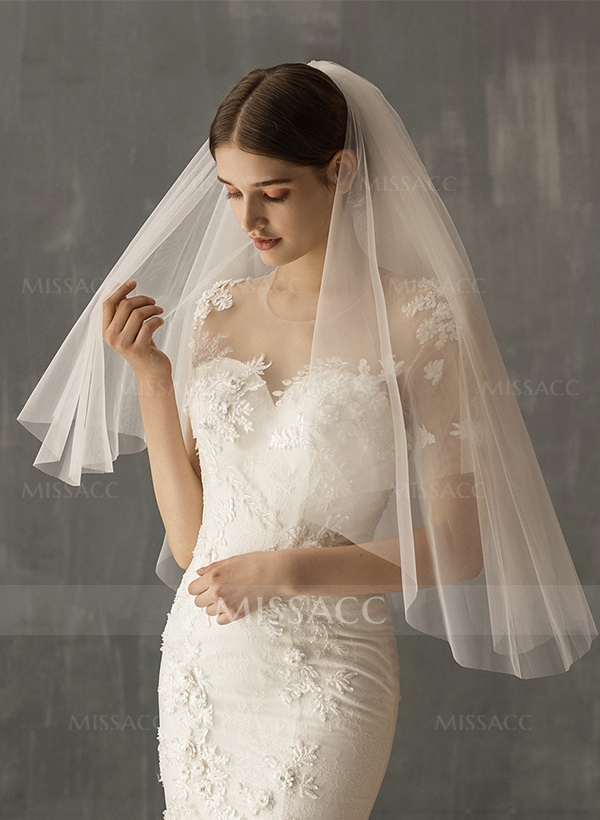 Cut Edge Two-Tier Elbow Bridal Veils