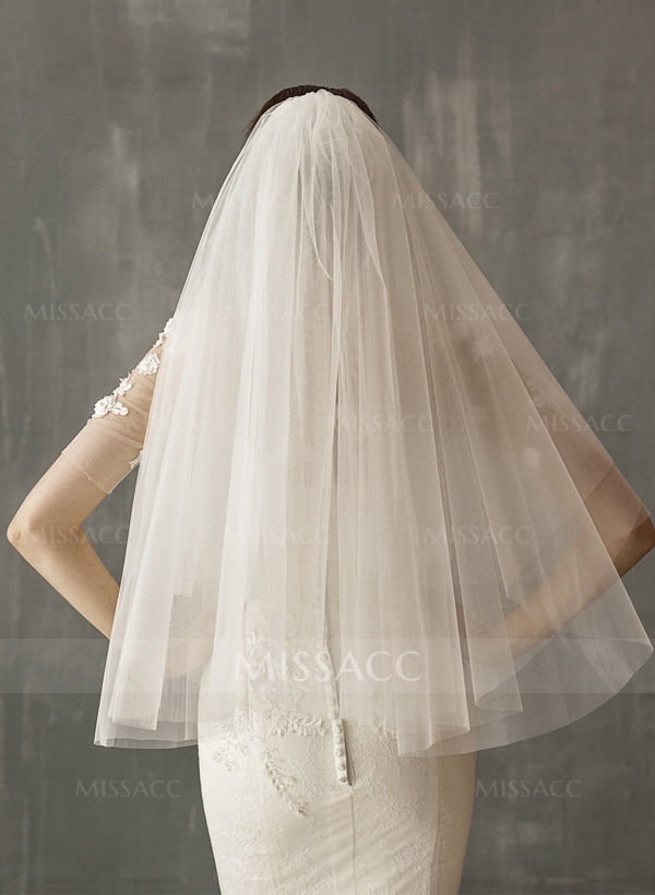 Cut Edge Two-Tier Elbow Bridal Veils