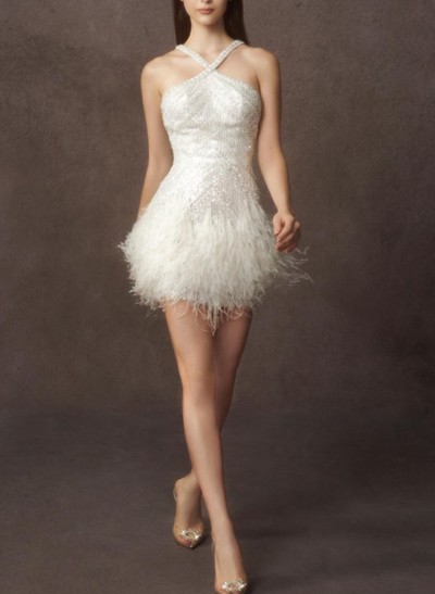 Sheath/Column Sleeveless Short/Mini Sequined Wedding Dresses