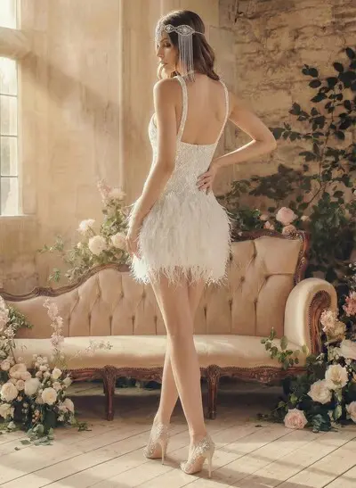 Sheath/Column Sleeveless Short/Mini Sequined Wedding Dresses