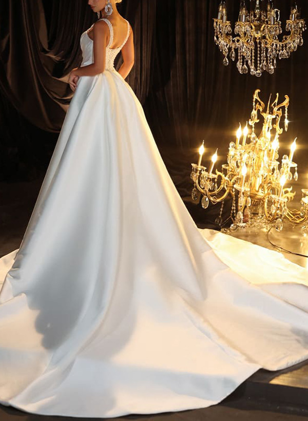 Trumpet/Mermaid Sweetheart Sleeveless Satin/Sequined Wedding Dresses