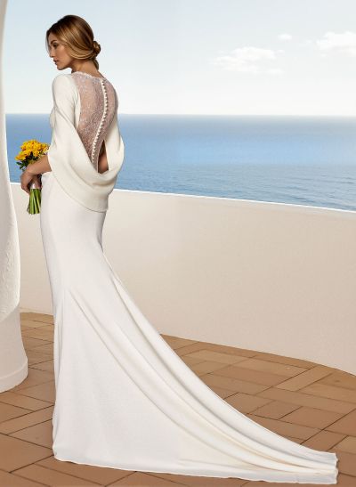 Trumpet/Mermaid Silk Like Satin Wedding Dresses With Appliques Lace