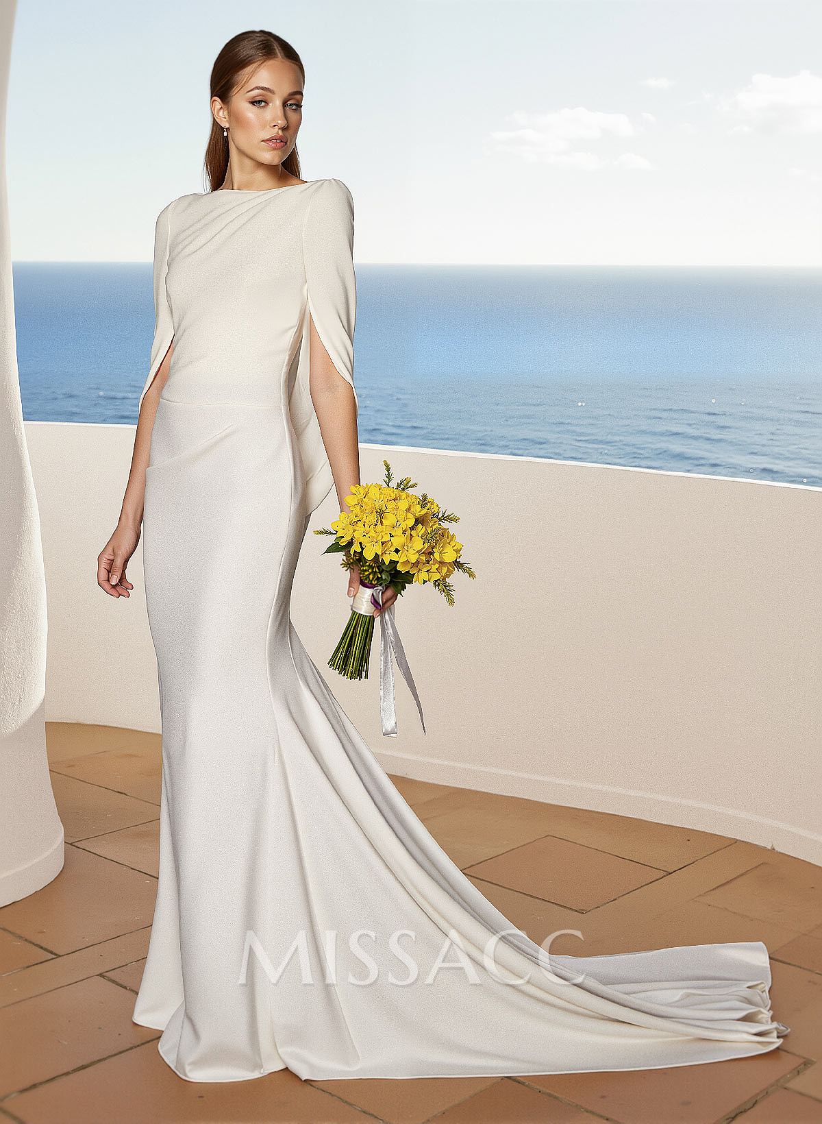 Trumpet/Mermaid Elastic Satin Wedding Dresses With Appliques Lace