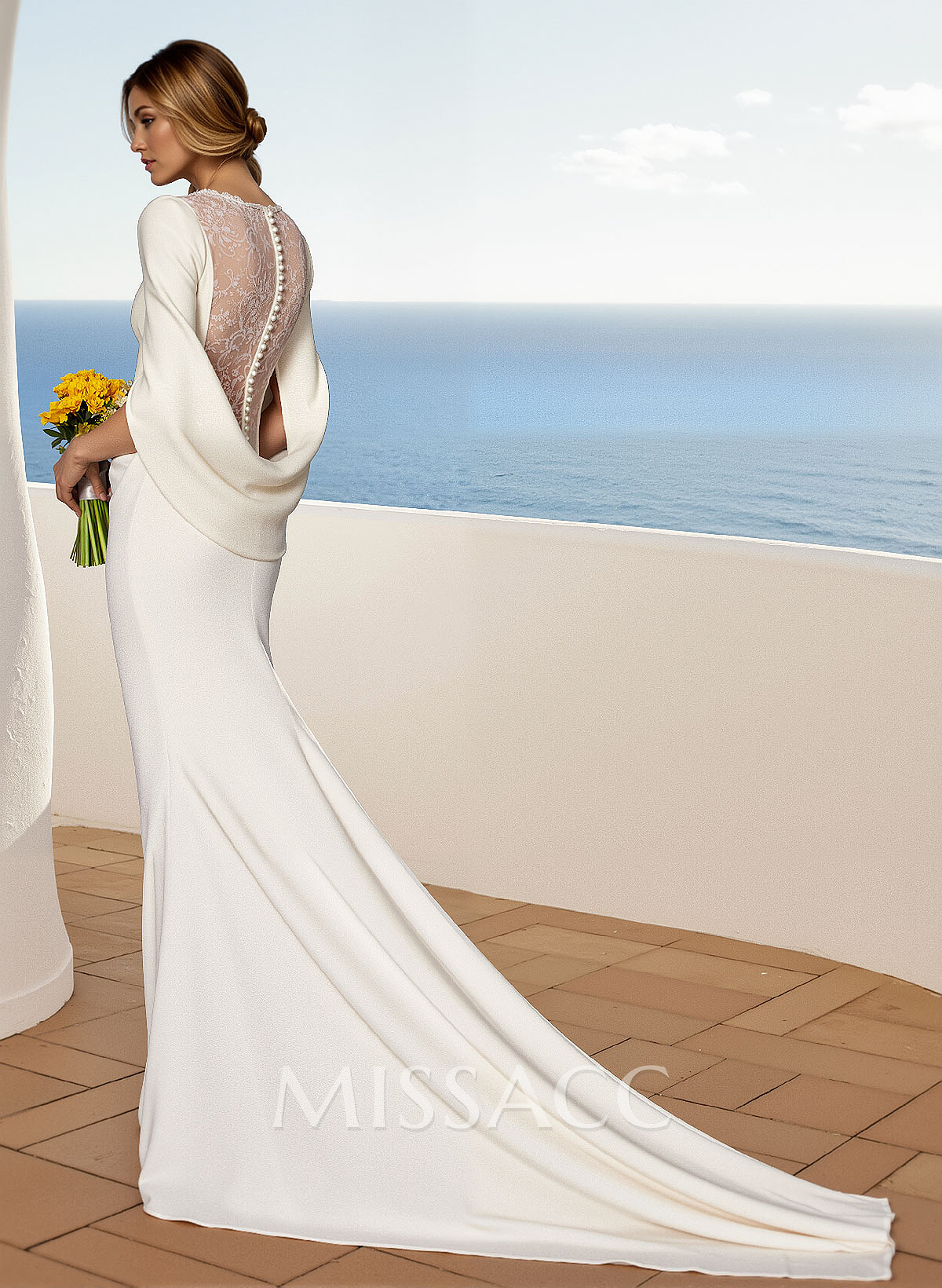 Trumpet/Mermaid Elastic Satin Wedding Dresses With Appliques Lace