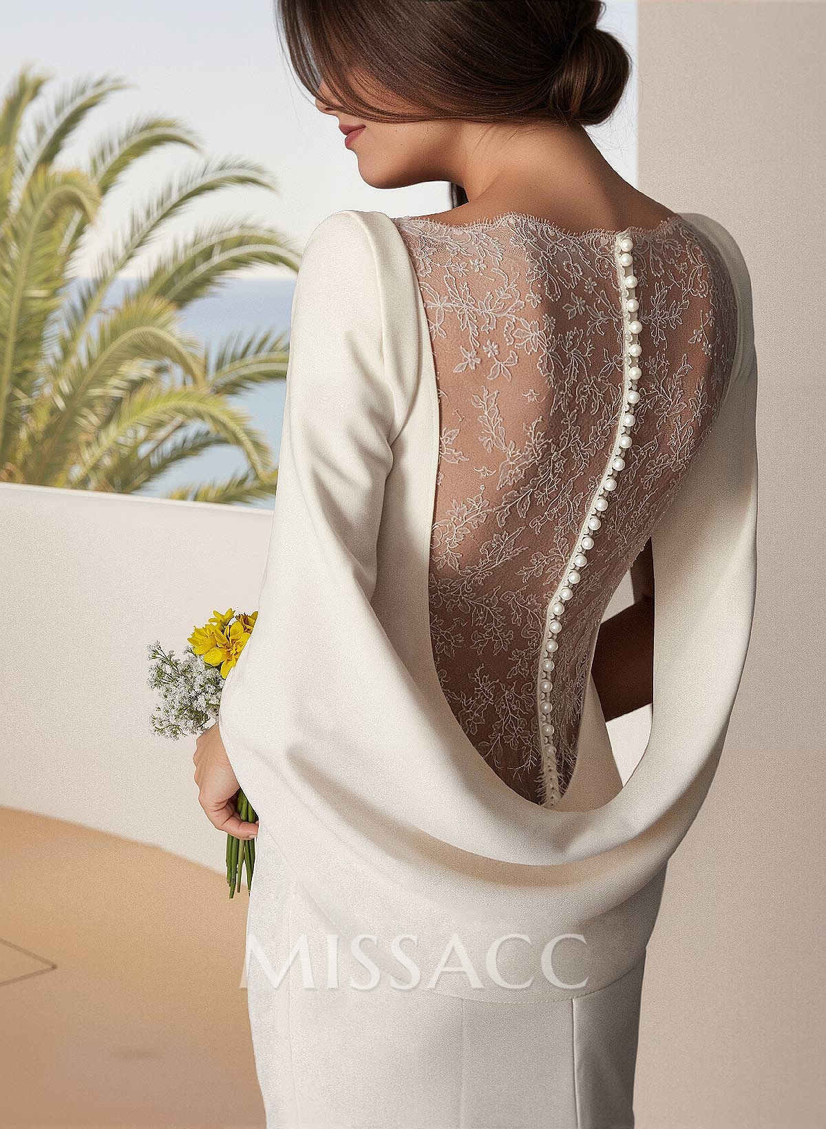 Trumpet/Mermaid Elastic Satin Wedding Dresses With Appliques Lace