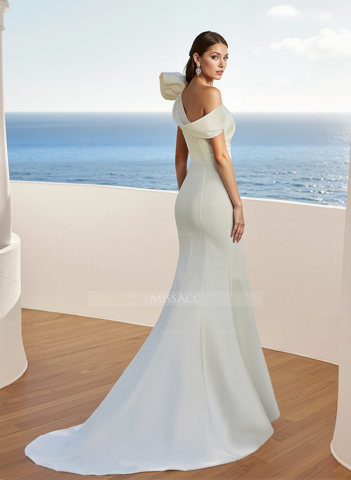 Trumpet/Mermaid Asymmetrical Satin Wedding Dresses With Ruffle