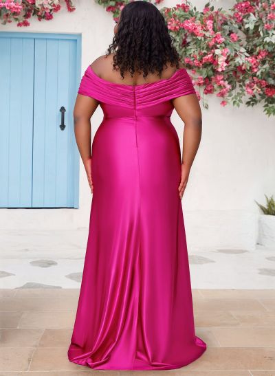 Sheath/Column Off-The-Shoulder Sleeveless Silk Like Satin Bridesmaid Dresses