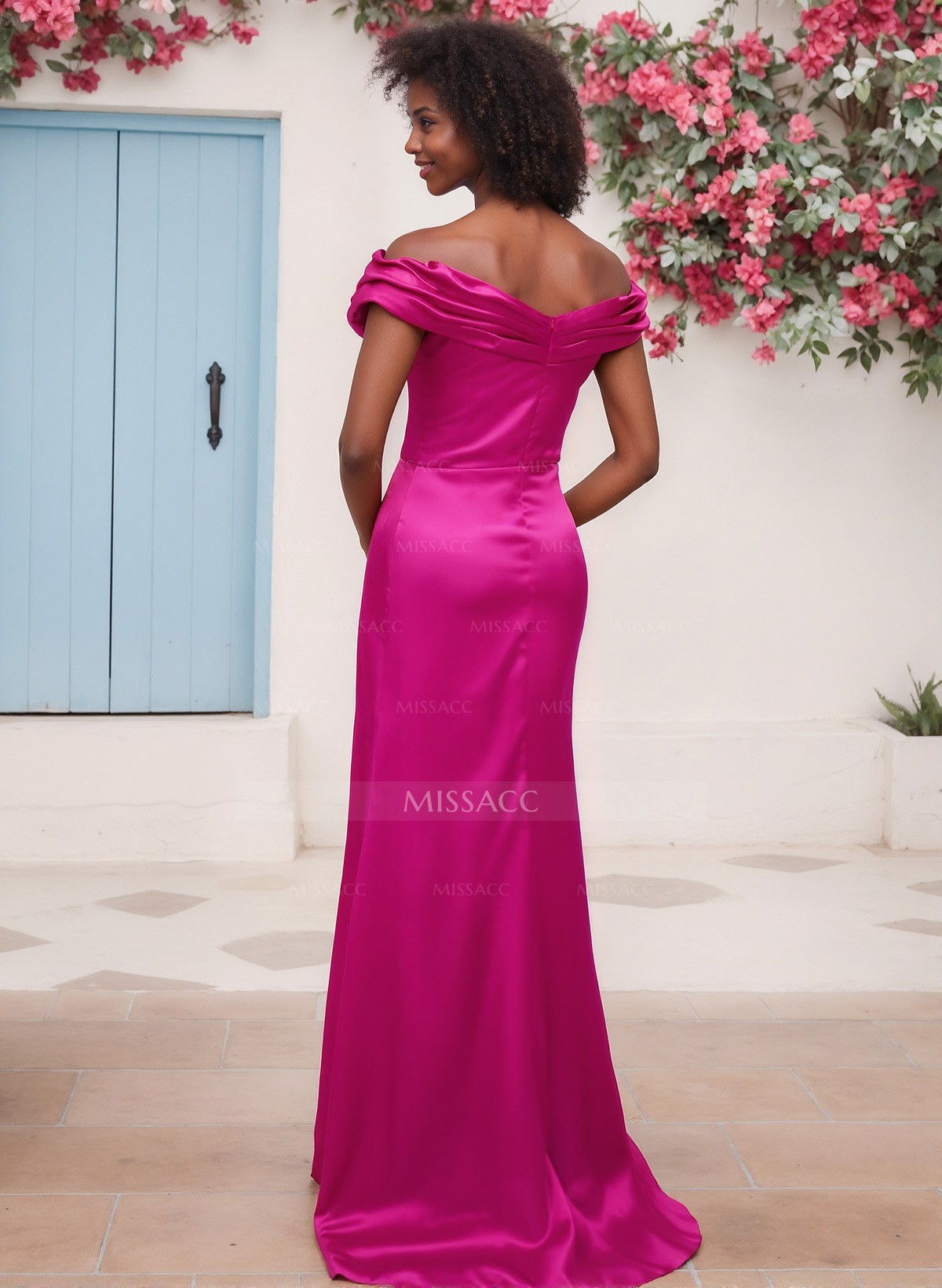 Sheath/Column Off-The-Shoulder Sleeveless Silk Like Satin Bridesmaid Dresses