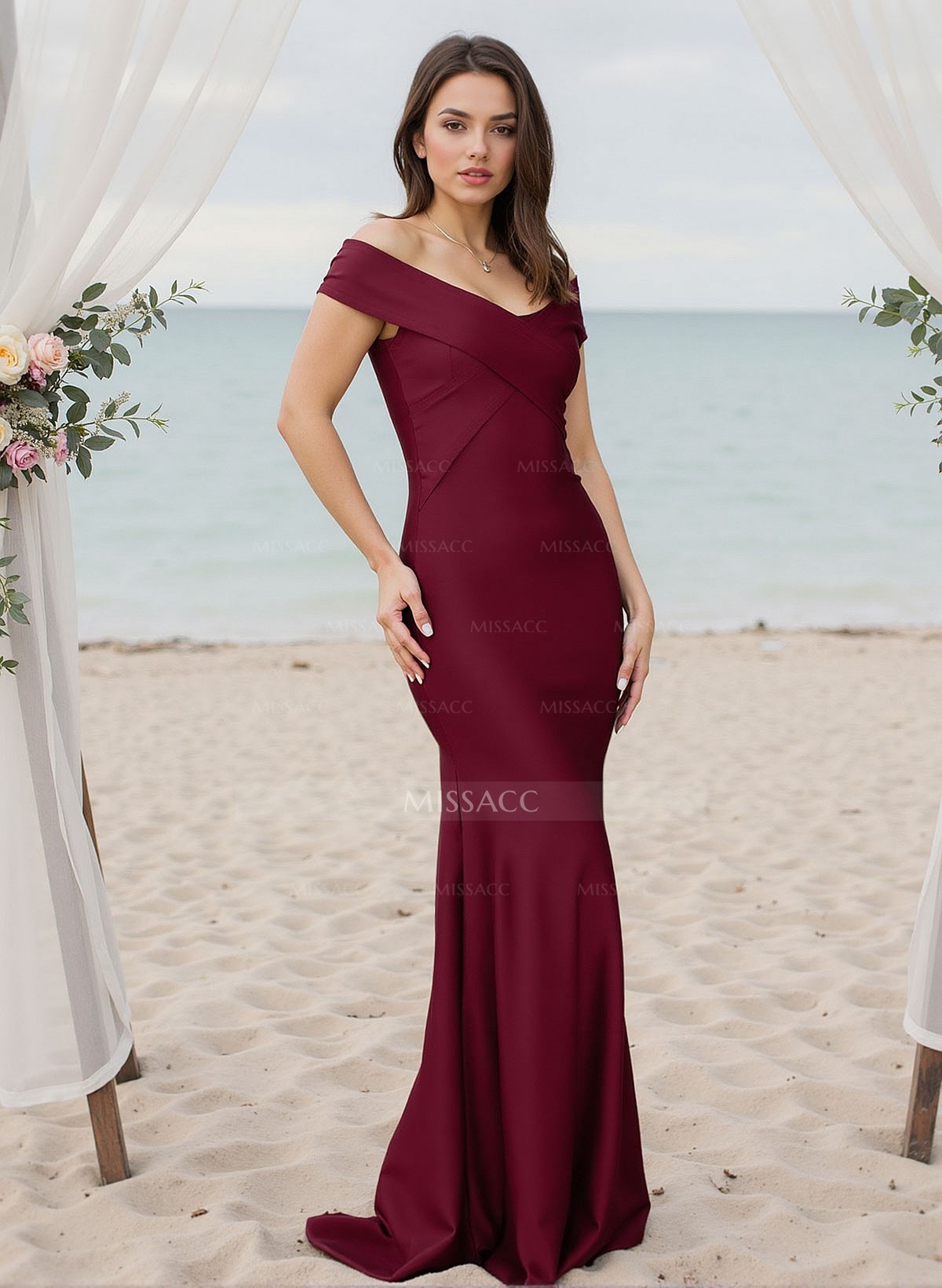 Trumpet/Mermaid Off-The-Shoulder Silk Like Satin Bridesmaid Dresses