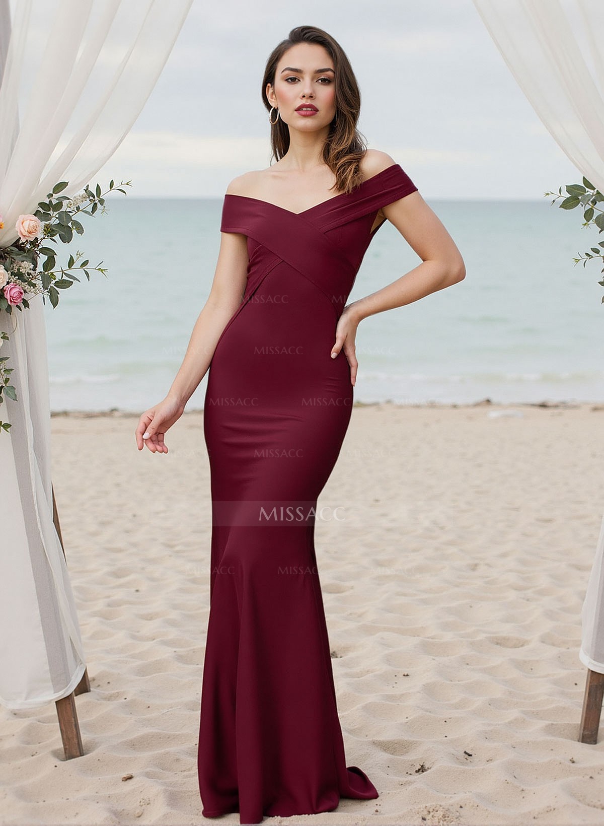 Trumpet/Mermaid Off-The-Shoulder Silk Like Satin Bridesmaid Dresses