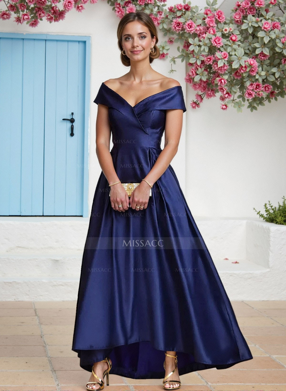 A-Line Off-The-Shoulder Sleeveless Asymmetrical Satin Bridesmaid Dresses