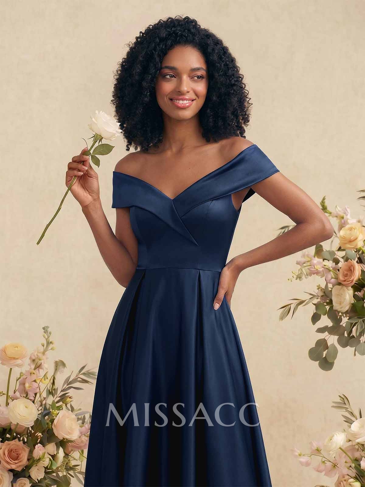 A-Line Off-The-Shoulder Sleeveless Asymmetrical Satin Bridesmaid Dresses A-Line Off-The-Shoulder Sleeveless Asymmetrical Satin Bridesmaid Dresses