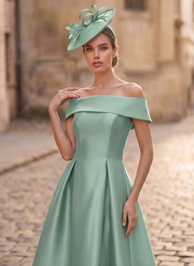 A-Line Off-The-Shoulder Sleeveless Asymmetrical Satin Bridesmaid Dresses