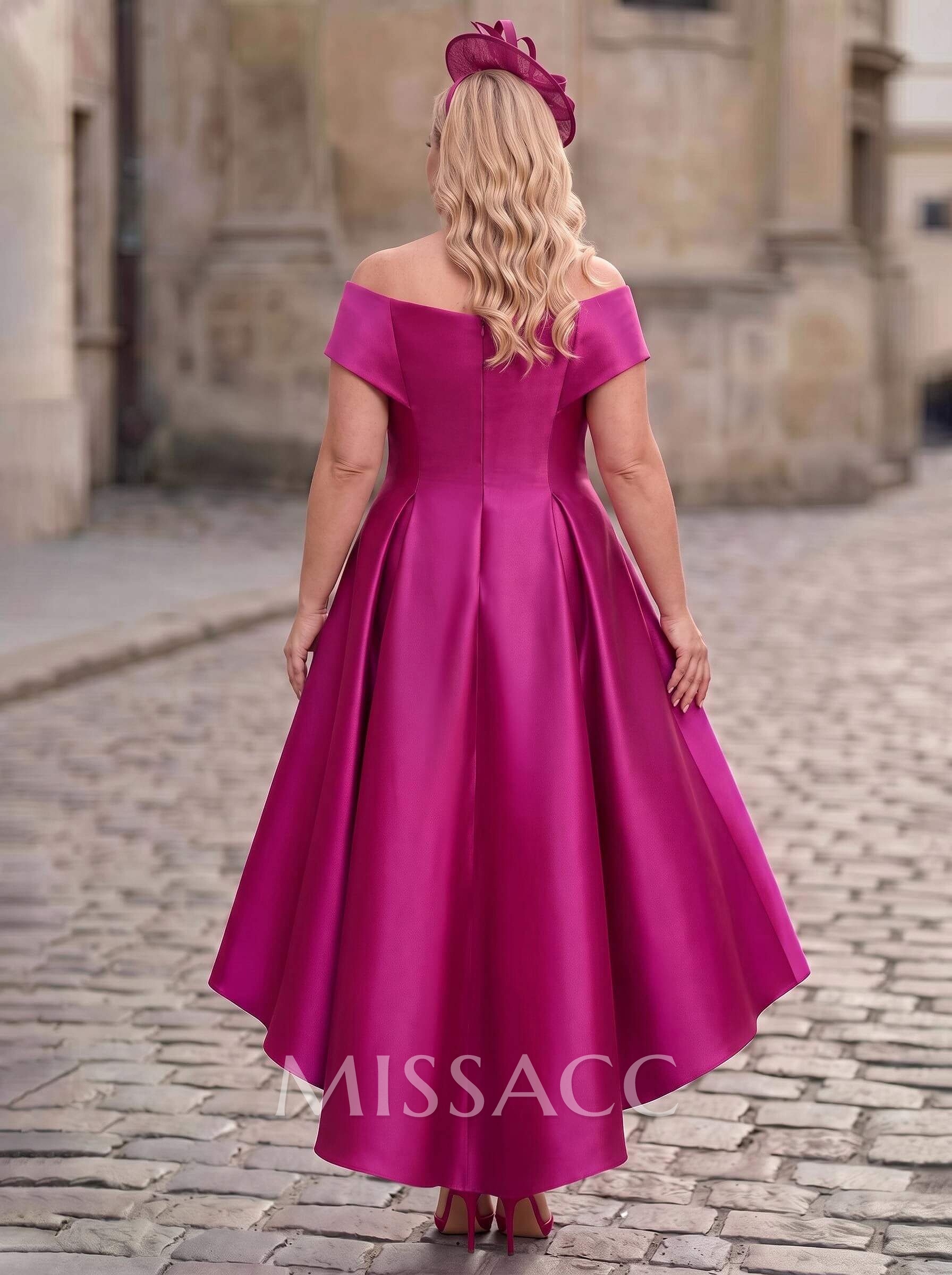 A-Line Off-The-Shoulder Sleeveless Asymmetrical Satin Bridesmaid Dresses